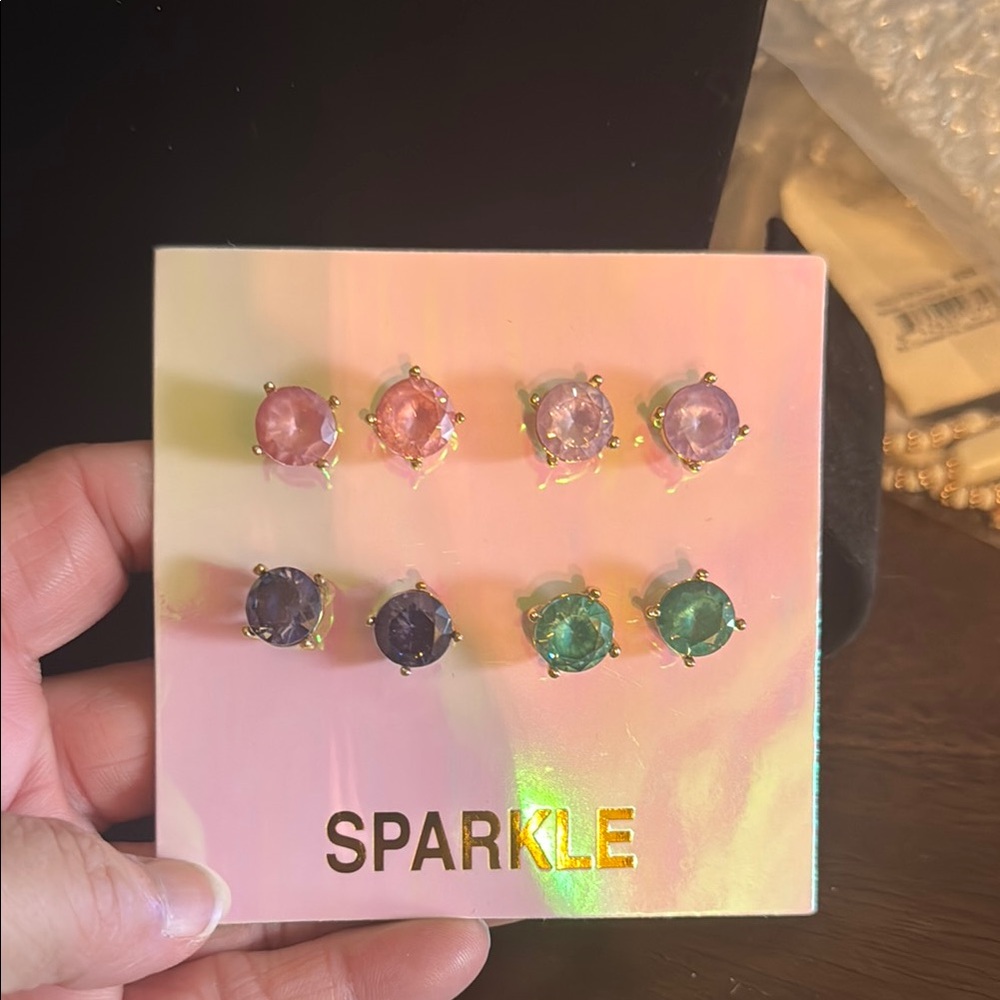 Multicolor Stud Earrings Set